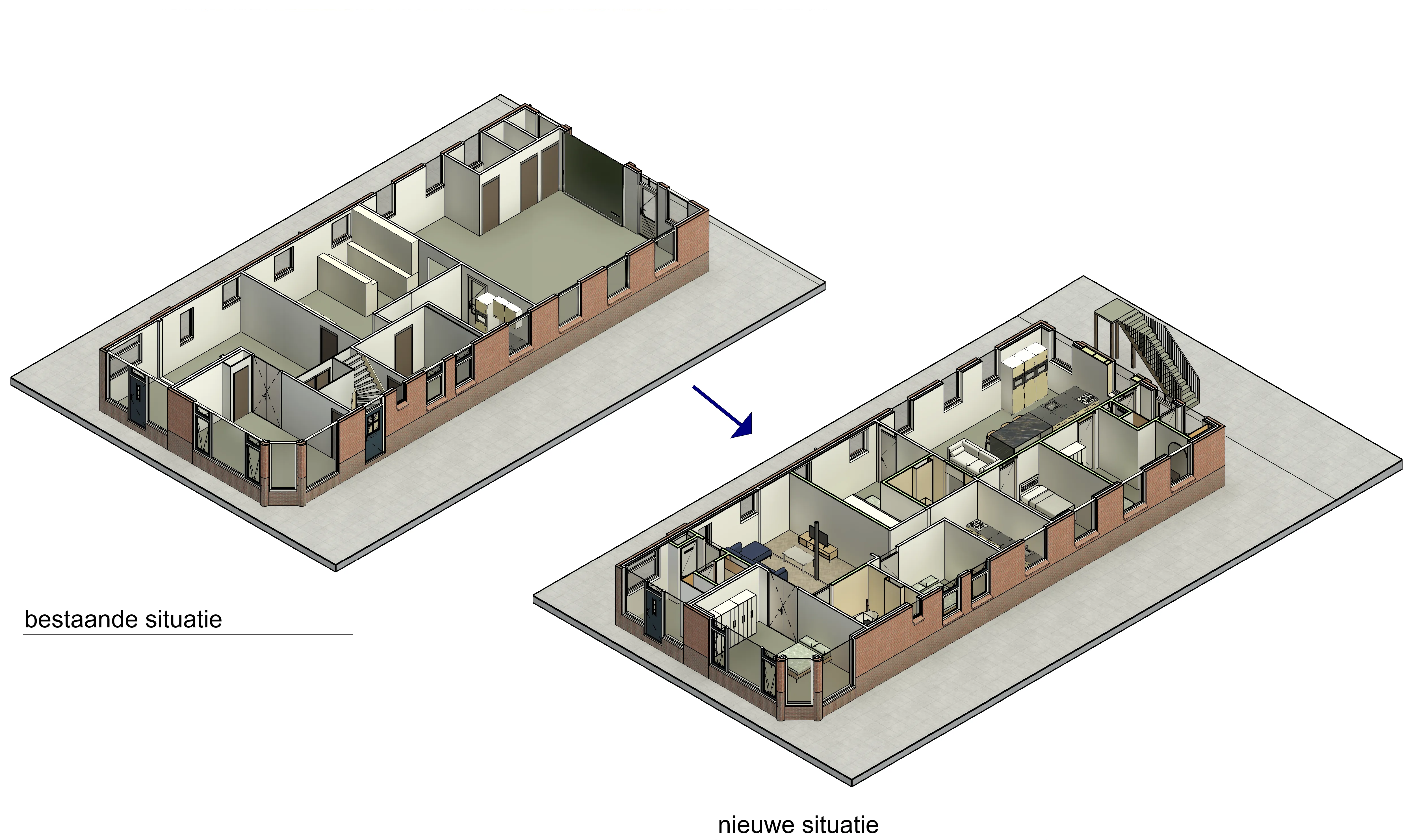 Bestaande garage gewijzigd naar twee appartementen